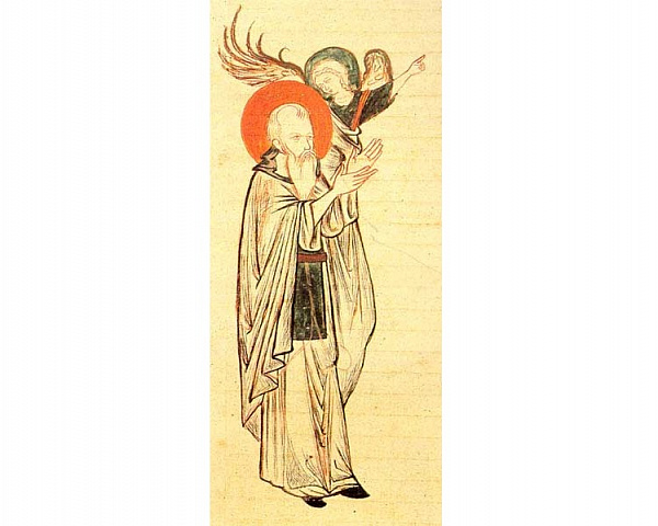 Ангел, возводящий человека в молитве (миниатюра)