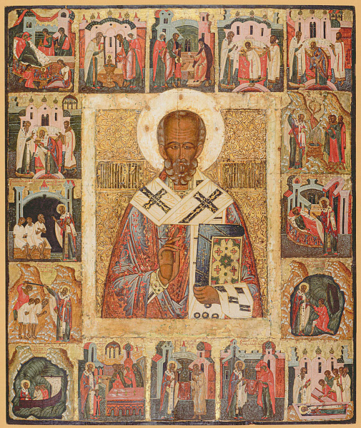 Никола Великорецкий с клеймами жития (Псковская) 