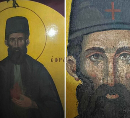 В греческой больнице мироточит икона прмч. Ефрема Нового, Неамакрийского Чудотворца