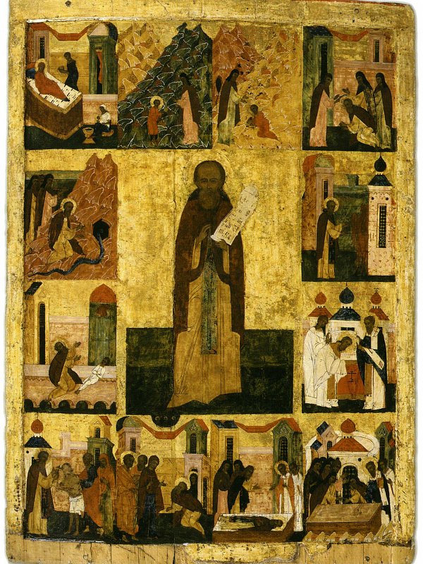 Прпдб. Сергий Радонежский (житийная икона-мощевик)  