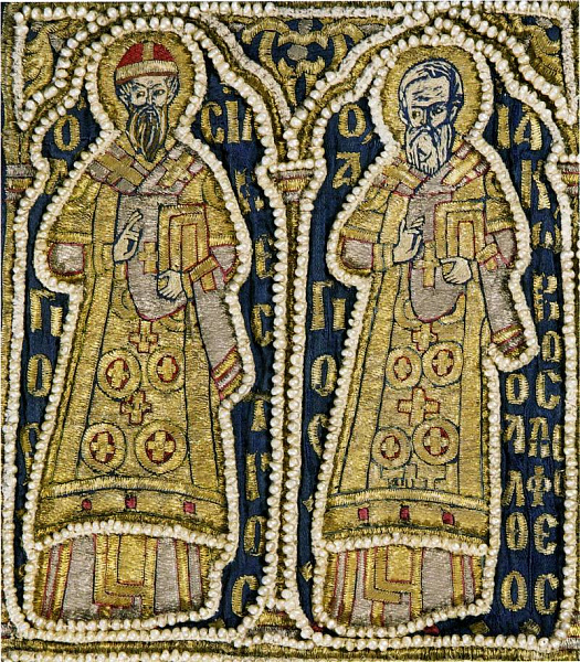 Святитель Сильвестр, папа Римский и апостол Иаков Алфеев (шитьё) 