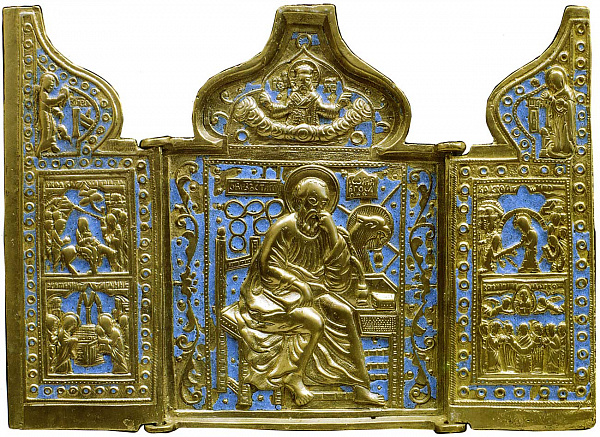 Апостол Иоанн-Богослов, с избранными праздниками (литой складень-триптих)
