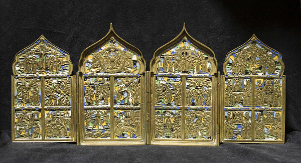 Двунадесятые праздники (литой четырехстворчатый складень)