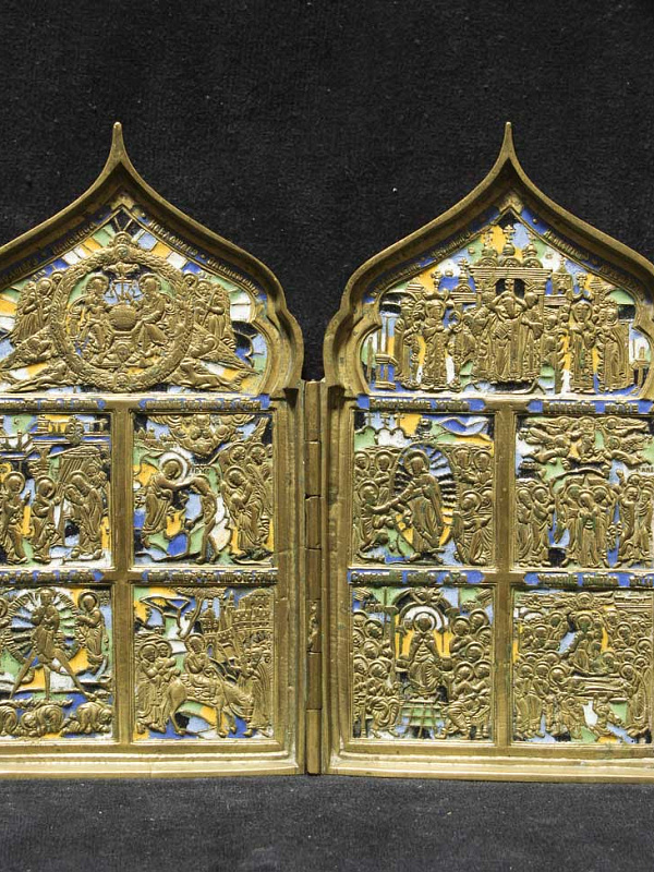 Двунадесятые праздники (литой четырехстворчатый складень)