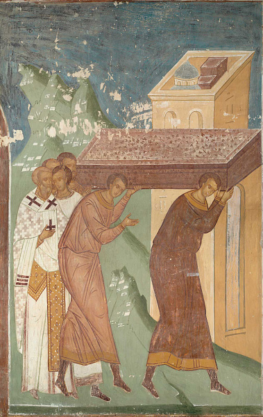 Святитель Николай Чудотворец: перенесение честных мощей в Бари, фреска Дионисия