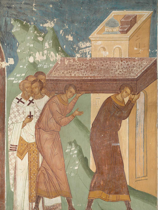 Святитель Николай Чудотворец: перенесение честных мощей в Бари, фреска Дионисия