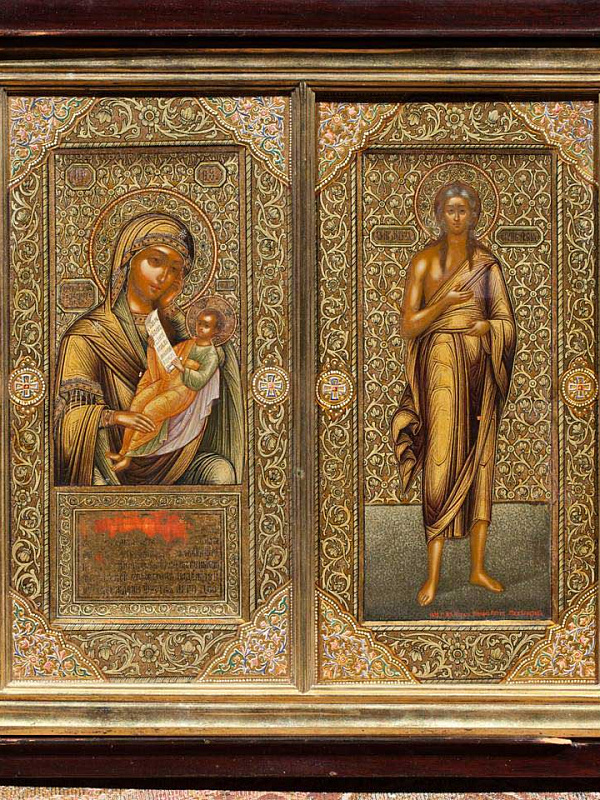 Преподобная Мария Египетская, с парным образом Божьей Матери «Утоли моя печали»