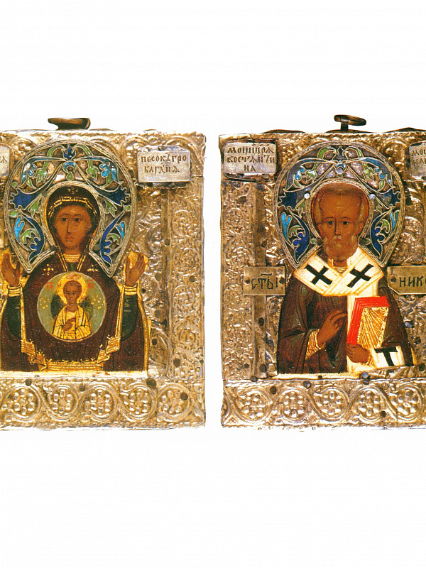 Николай Чудотворец и Богоматерь Знамение (складень) 