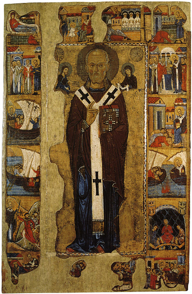 Николай Чудотворец, ростовая, с житием (Бари) 