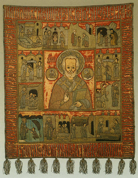 Святитель Николай Чудотворец, с житием (пелена подвесная)  