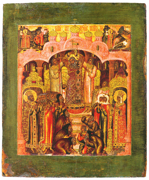 Крестовоздвижение, со сценами Предания (из праздничного чина)  