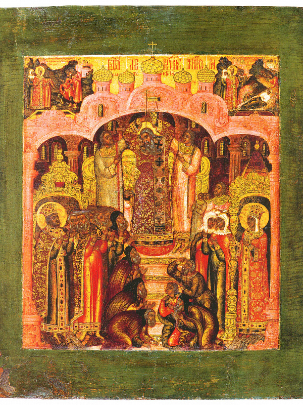 Крестовоздвижение, со сценами Предания (из праздничного чина)  