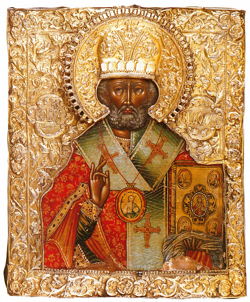 Святой Николай Чудотворец, икона в окладе (Костромская)  