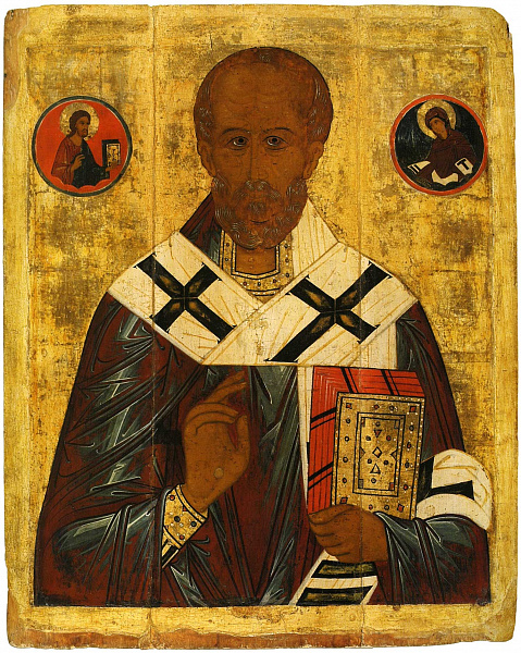 Св. Николай Чудотворец, поясная, с Никейским чудом