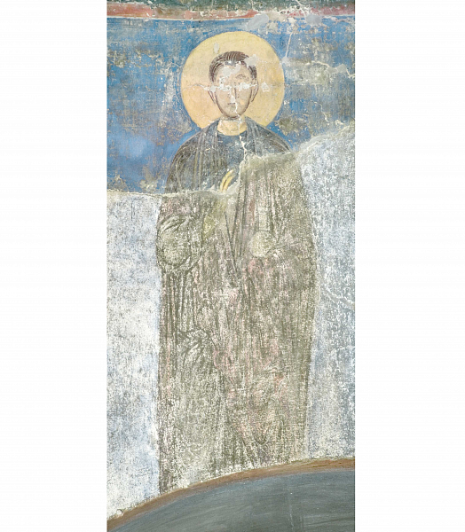 Целитель Пантелеимон, фреска (Псков)  