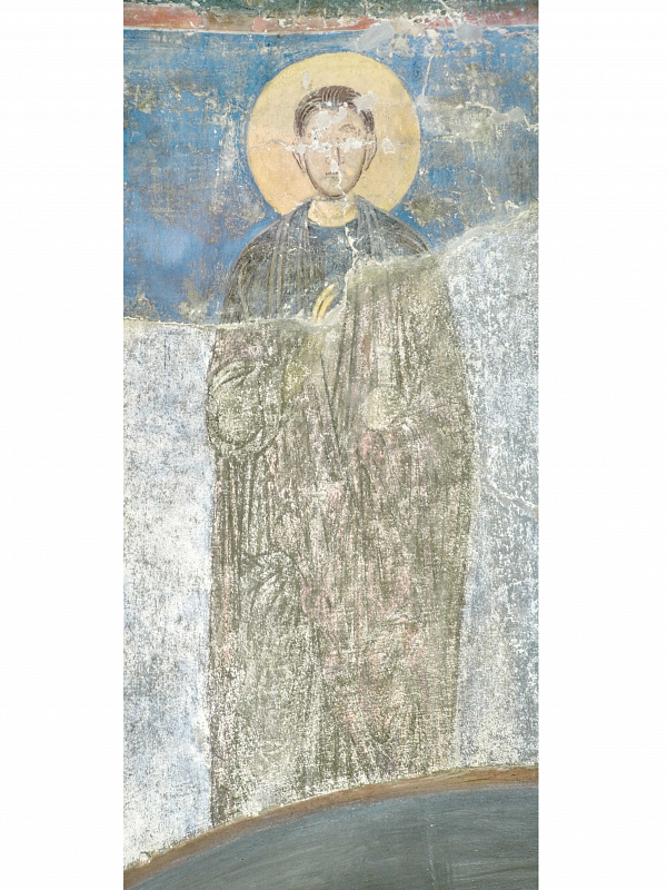 Целитель Пантелеимон, фреска (Псков)  