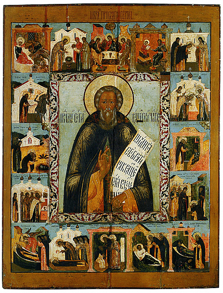 Преподобный Сергий Радонежский, с житием (Ростовская)  